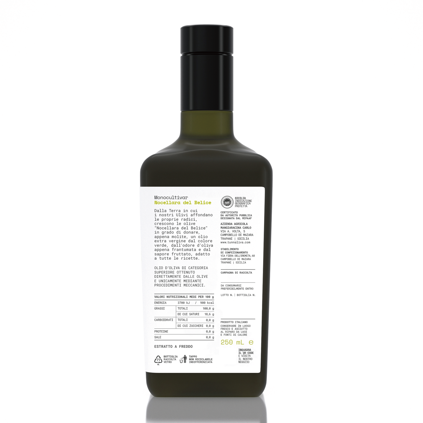 シチリア「黄金のグリーン」《Tunnaliva》(トゥンナリヴァ) エクストラヴァージン・オリーブオイル 250ml or 500ml シンプルラッピング出来ます