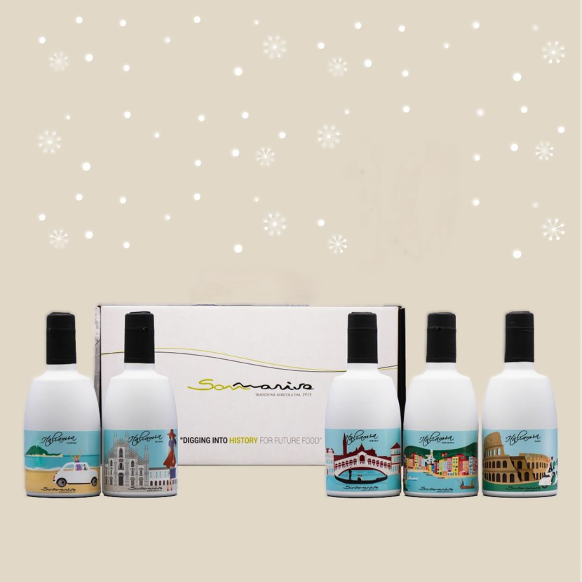 【Sommariva】ITALIAMIA5本セット品 エクストラヴァージン・オリーブオイル 500ml×5本 専用箱に入れて5本セットでお届けします