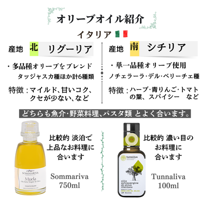 ギフトに ～ ミニサイズ 100ml×2本アンサンブルセット　エクストラヴァージン・オリーブオイル