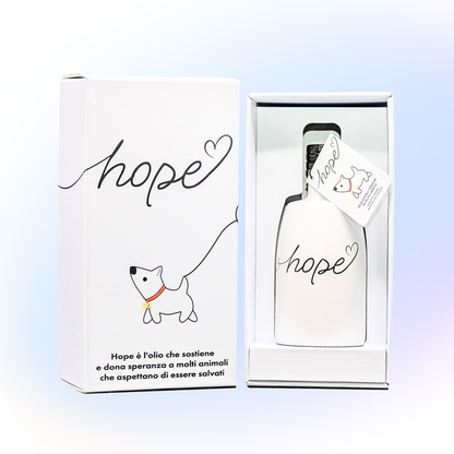 「HOPE」犬(ﾜﾝ LOVE ＊白い犬とオリーブオイル  ＊ Sommariva（ソンマリヴァ）エクストラヴァージン・オリーブオイル「HOPE」500ml